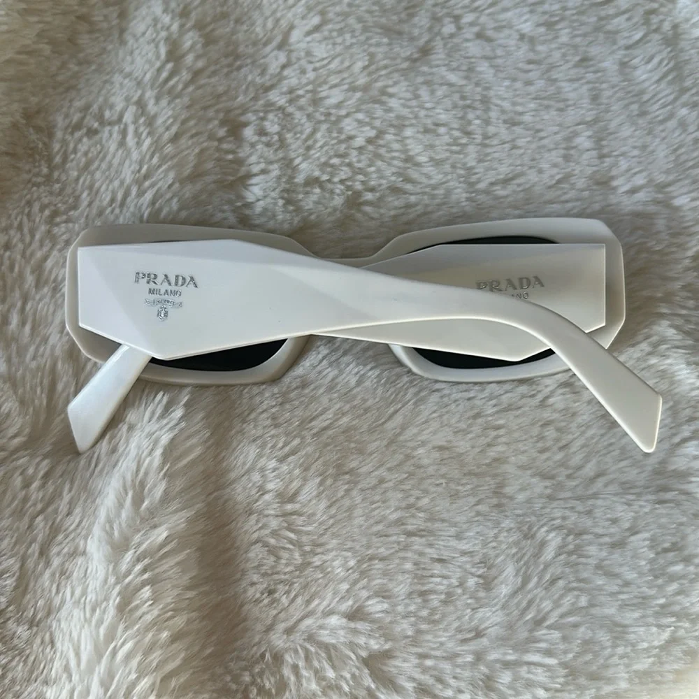 Prada White Frame Sunglasses with Dark Lenses